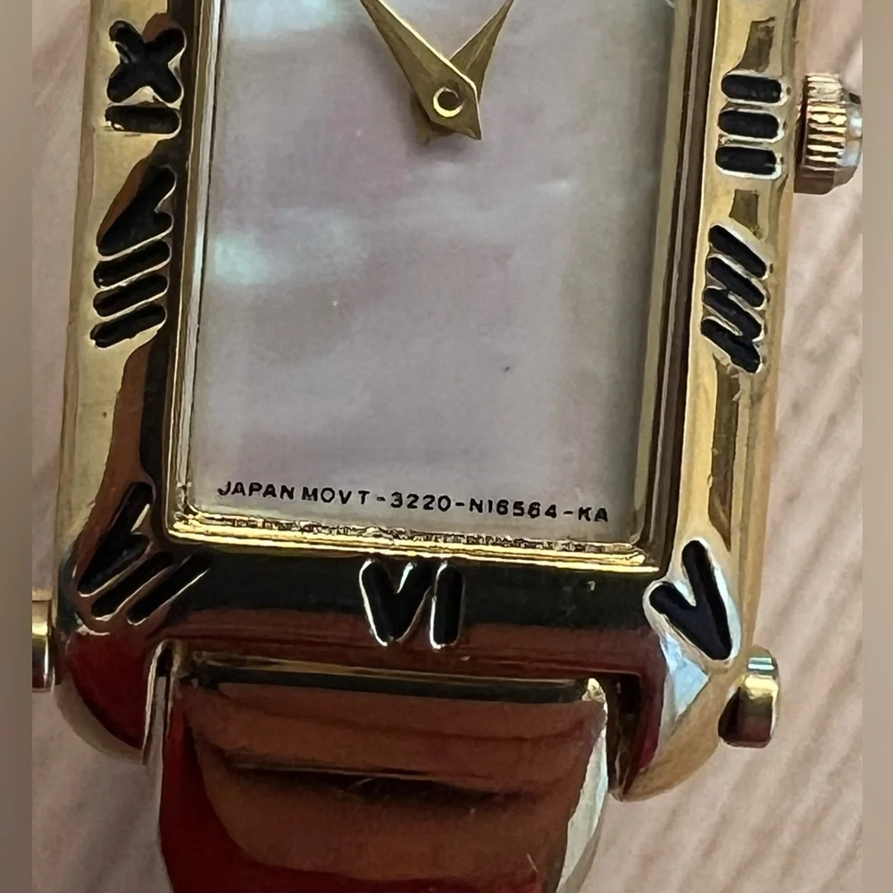Citizen Ladies Watch Gold-Tone Bangle Bracelet Rainbow Pearl Rectangular Dial